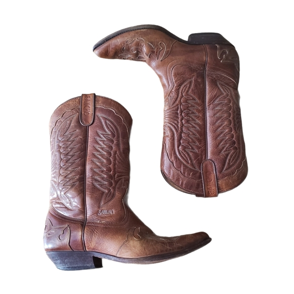 Vintage SANCHO Cowboy Boots Brown Size 41